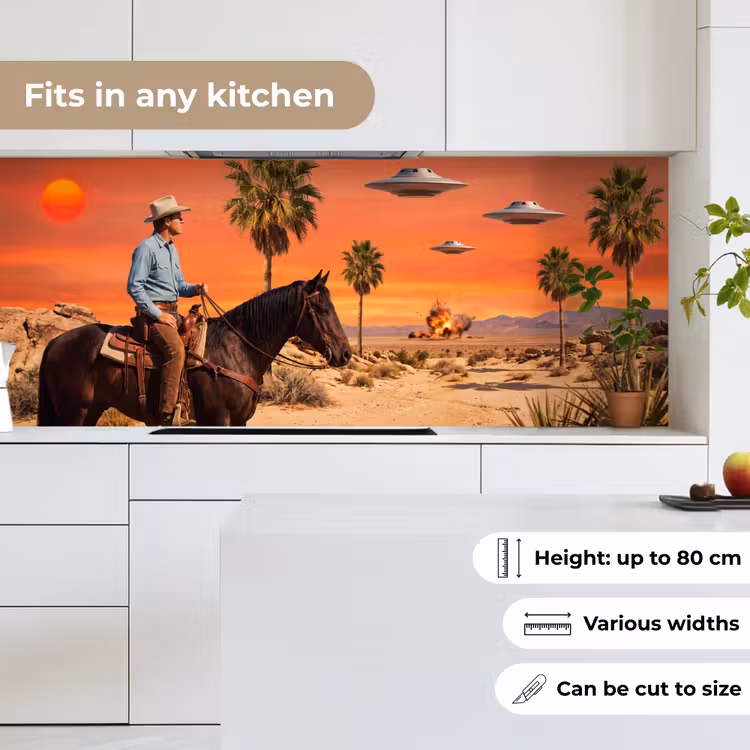 Kitchen Wall Splashback - Cowboy - Horse - Desert - Cowboy - Paard - Woestijn keuken achterwand 2 middel