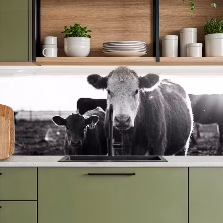 Koeien - Zwart - Wit keuken achterwand 2 middel -sfeer3