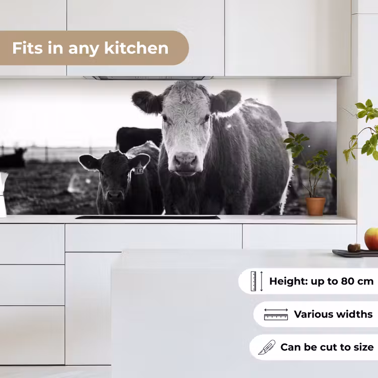 Koeien - Zwart - Wit keuken achterwand 2 middel -sfeer4_UK