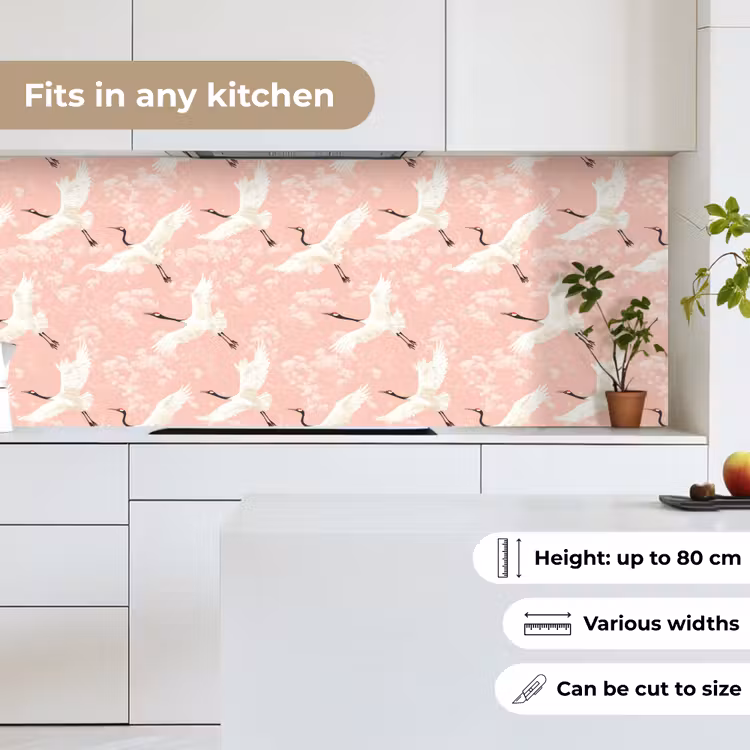 Kraanvogels - Bloesem - Roze keuken achterwand 2 middel 871 -sfeer4_UK