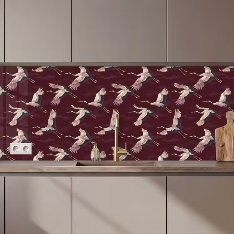 Kraanvogels - Klassiek - Bordeaux keuken achterwand 2 middel 871 zz_3dshopping