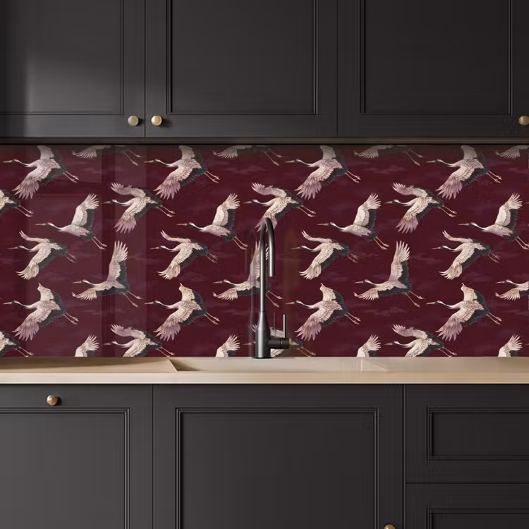 Kraanvogels - Klassiek - Bordeaux keuken achterwand 2 middel 871 -sfeer1