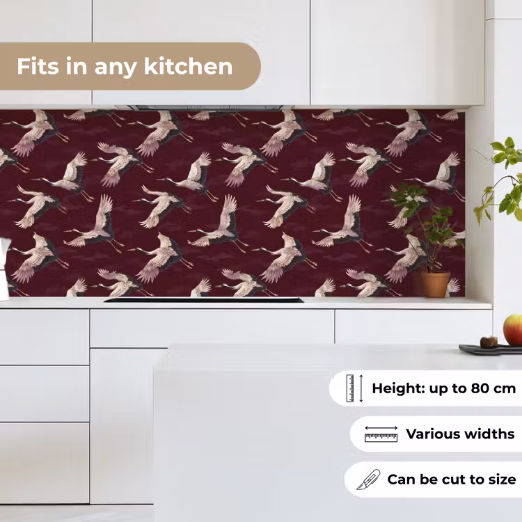 Kraanvogels - Klassiek - Bordeaux keuken achterwand 2 middel 871 -sfeer4_UK