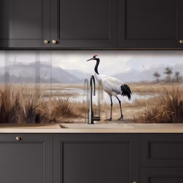 Kraanvogel - Natuur - Realistisch keuken achterwand 2 middel -sfeer1
