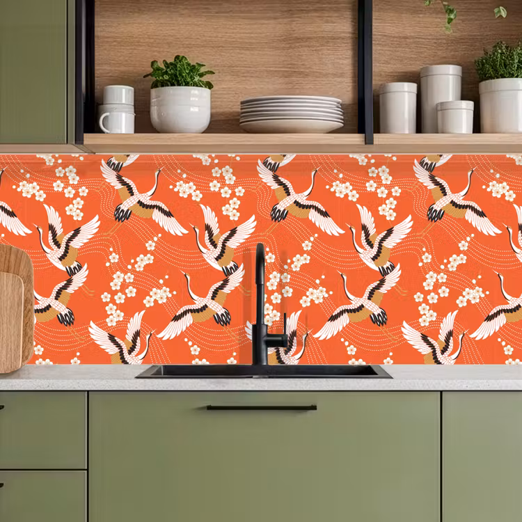 Kraanvogel - Sakura - Patronen - Japans keuken achterwand 2 middel 871 -sfeer3