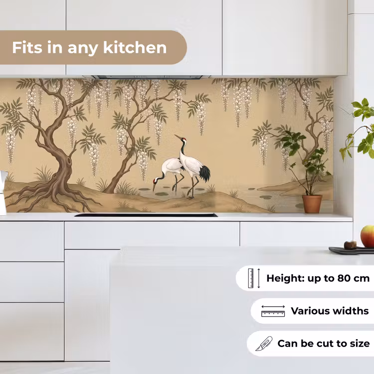 Kraanvogels - Water - Beige keuken achterwand 2 middel -sfeer4_UK