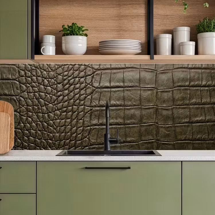 Krokodillenleer - Structuur - Groen keuken achterwand 2 middel -sfeer3