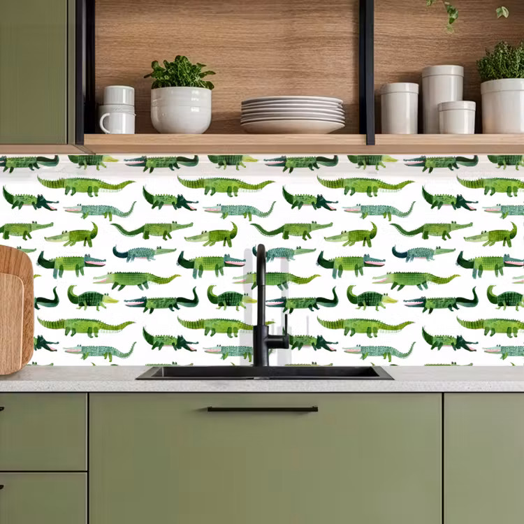 krokodillen - Speels - Groen keuken achterwand 2 middel 871 -sfeer3