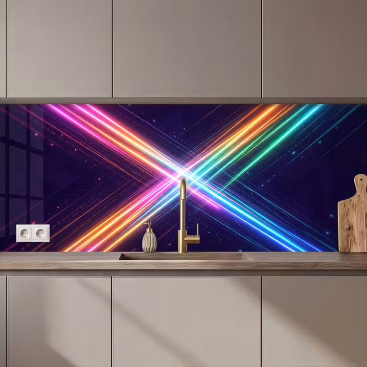 Kruisen - Lasterstralen - Neon keuken achterwand 2 middel zz_3dshopping