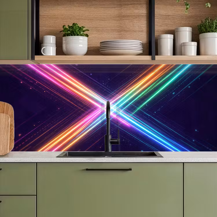 Kruisen - Lasterstralen - Neon keuken achterwand 2 middel -sfeer3