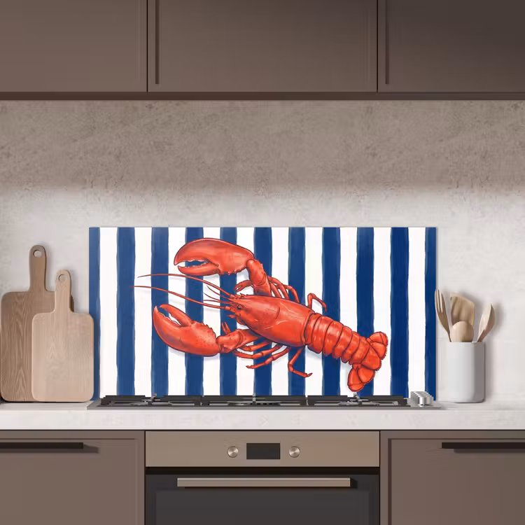 Schaaldier - Kreeft - Marine - Illustratie - Rood keuken achterwand spatscherm middel -sfeer2