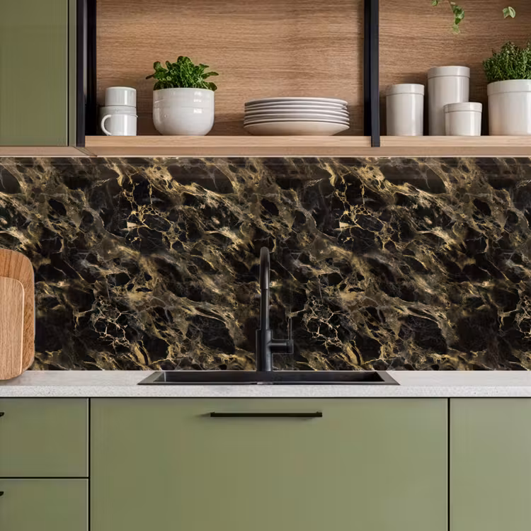 Kristal - Goud - Zwart - Marmer keuken achterwand 2 middel 871 -sfeer3
