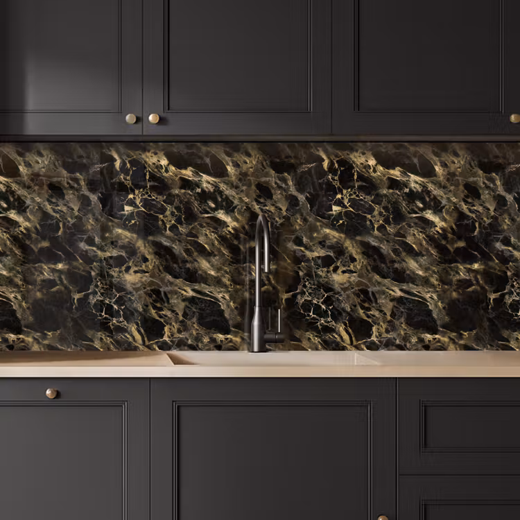 Kristal - Goud - Zwart - Marmer keuken achterwand 2 middel 871 -sfeer1