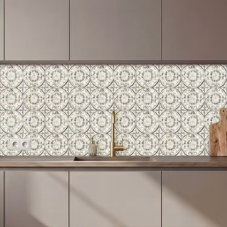 Krulornament - Tegel - Groen keuken achterwand 2 middel 871 zz_3dshopping