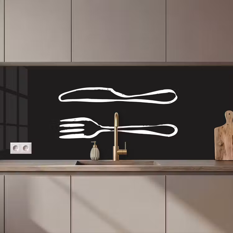Bestek - Liggend - Zwart - Wit keuken achterwand 2 middel zz_3dshopping