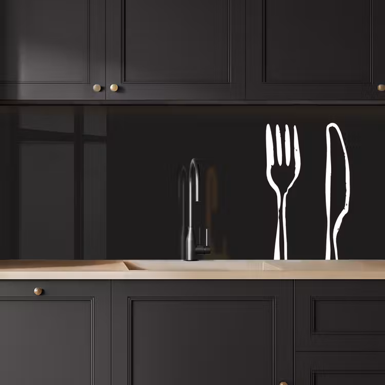 Bestek - Staand - Zwart - Wit keuken achterwand 2 middel -sfeer1