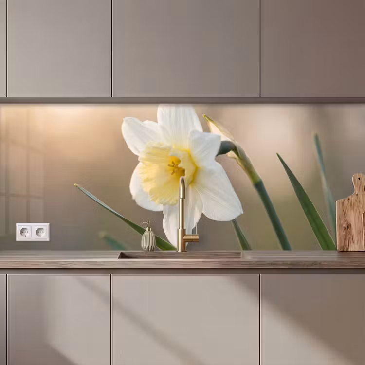 Narcis - Bloem - Minimalistisch keuken achterwand 2 middel zz_3dshopping