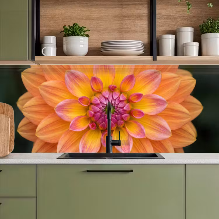 Dahlia - Bloem - Oranje keuken achterwand 2 middel -sfeer3