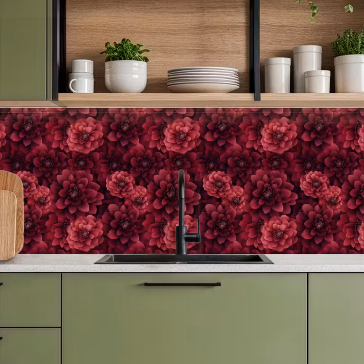 Dahlias - Bloemen - Rood keuken achterwand 2 middel 871 -sfeer3
