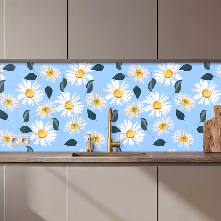Madeliefjes - Blauw - Patroon keuken achterwand 2 middel 871 zz_3dshopping