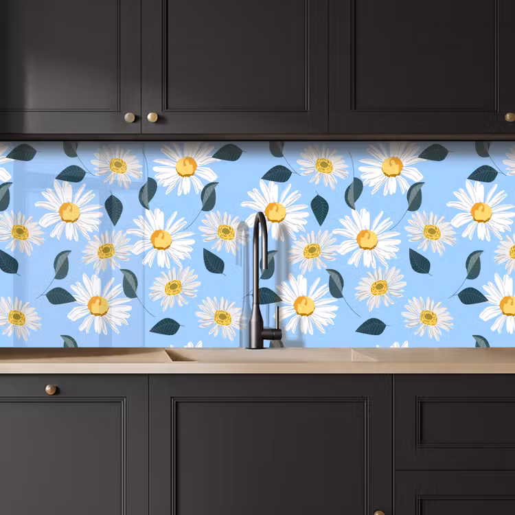 Madeliefjes - Blauw - Patroon keuken achterwand 2 middel 871 -sfeer1