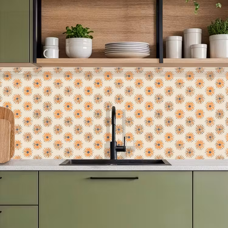 Madelief - Patroon - Oranje keuken achterwand 2 middel 871 -sfeer3
