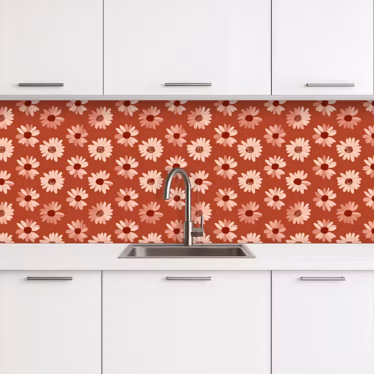Madelief - Retro - Terracotta keuken achterwand 2 groot 857 -3d