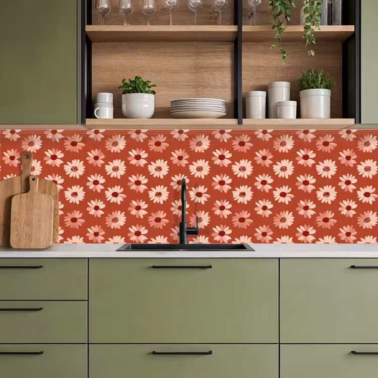 Madelief - Retro - Terracotta keuken achterwand 2 groot 857 -sfeer3