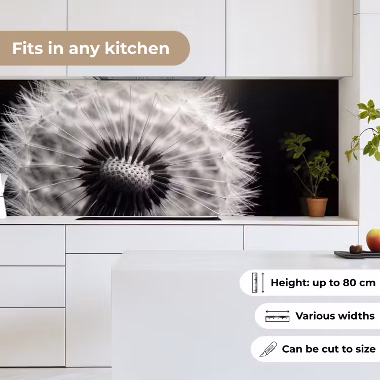 Paardenbloem - Zwart - Wit keuken achterwand 2 middel -sfeer4_UK