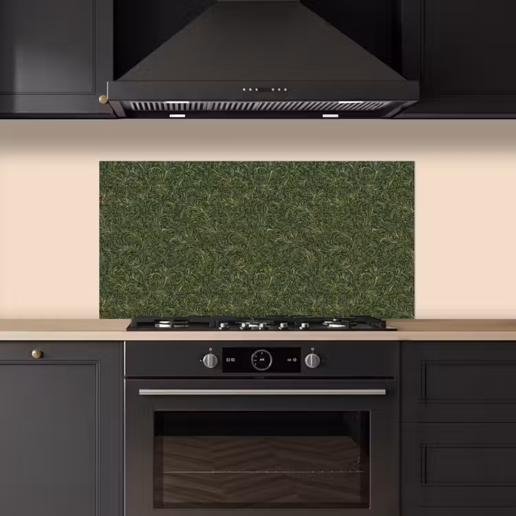 Donker - Groen - Krullend - Botanisch keuken achterwand spatscherm middel 899 -sfeer1