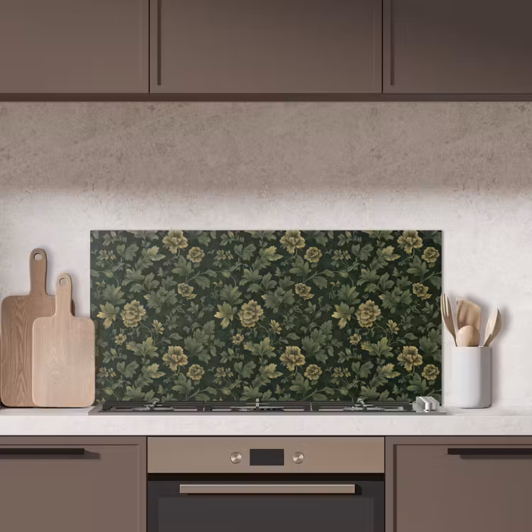Donker - Groen - Goud - Botanisch keuken achterwand spatscherm middel 899 -sfeer2
