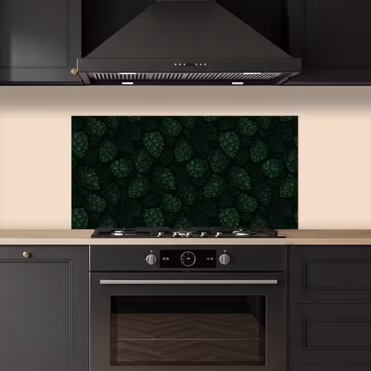 Donker - Groen - Hopbellen - Botanisch - Illustratie keuken achterwand spatscherm middel 899 -sfeer1