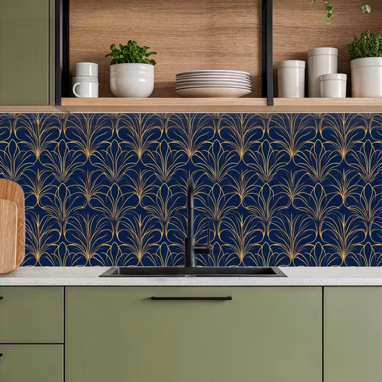 Deco - Waaier - Blauw keuken achterwand 2 middel 871 -sfeer3