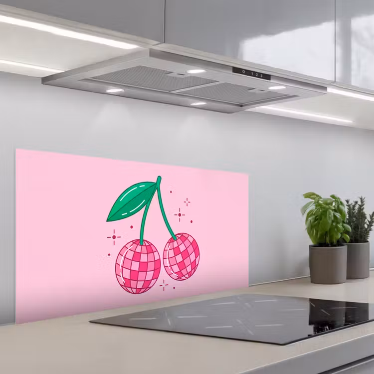 Decoratie - Disco-bal - Feest - Roze keuken achterwand spatscherm middel -3d_schuin