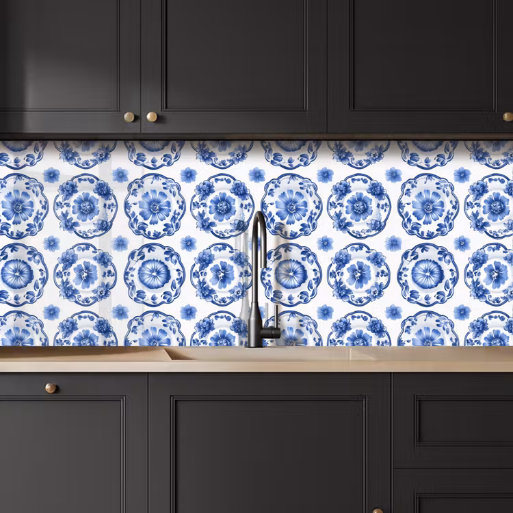 Sierborden - Bloemen - Blauw keuken achterwand 2 middel 871 -sfeer1