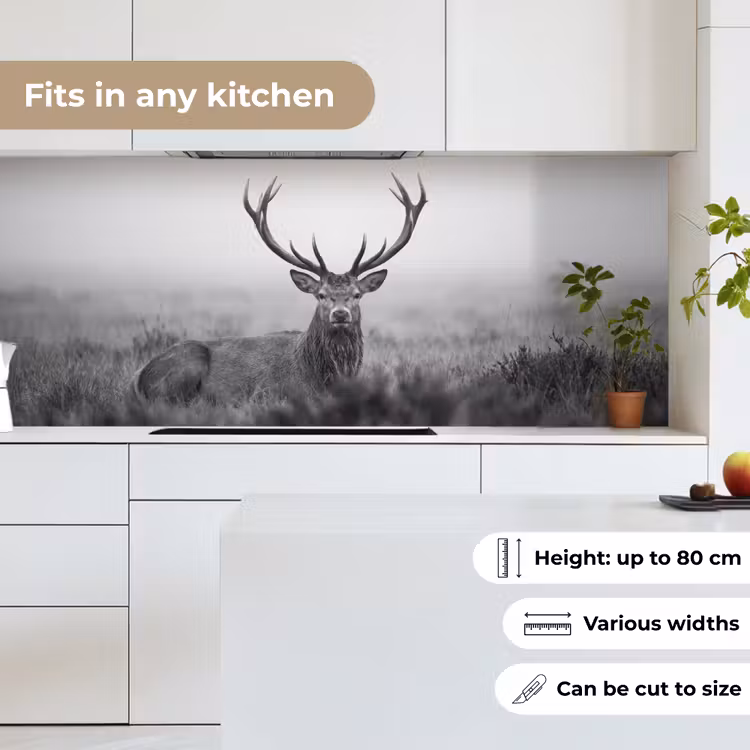 Hert - Mistig - Zwart - Wit keuken achterwand 2 middel -sfeer4_UK