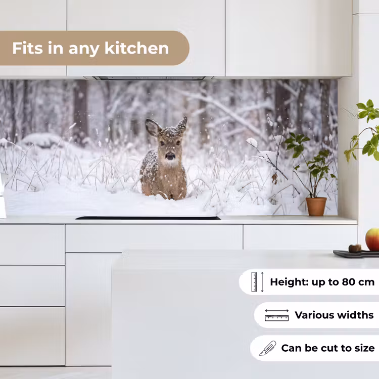 Hert - Sneeuw - Bos - Dieren - Vertederend keuken achterwand 2 middel -sfeer4_UK