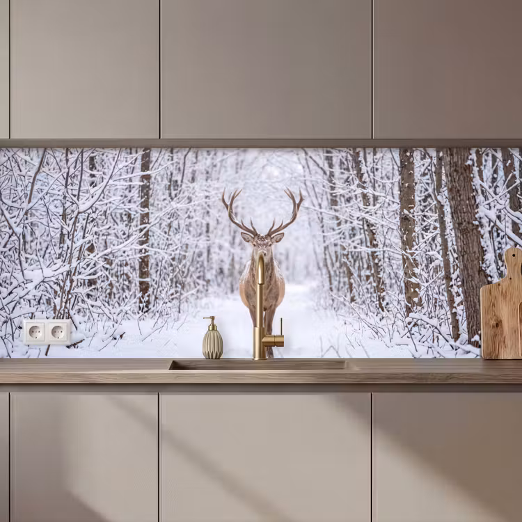 Hert - Winter - Bos - Natuur - Wit keuken achterwand 2 middel zz_3dshopping