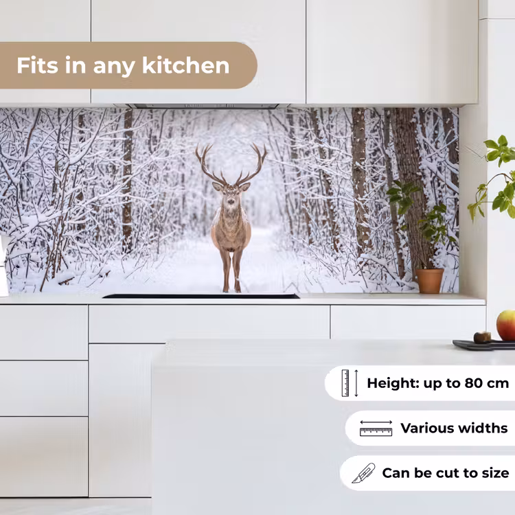 Hert - Winter - Bos - Natuur - Wit keuken achterwand 2 middel -sfeer4_UK