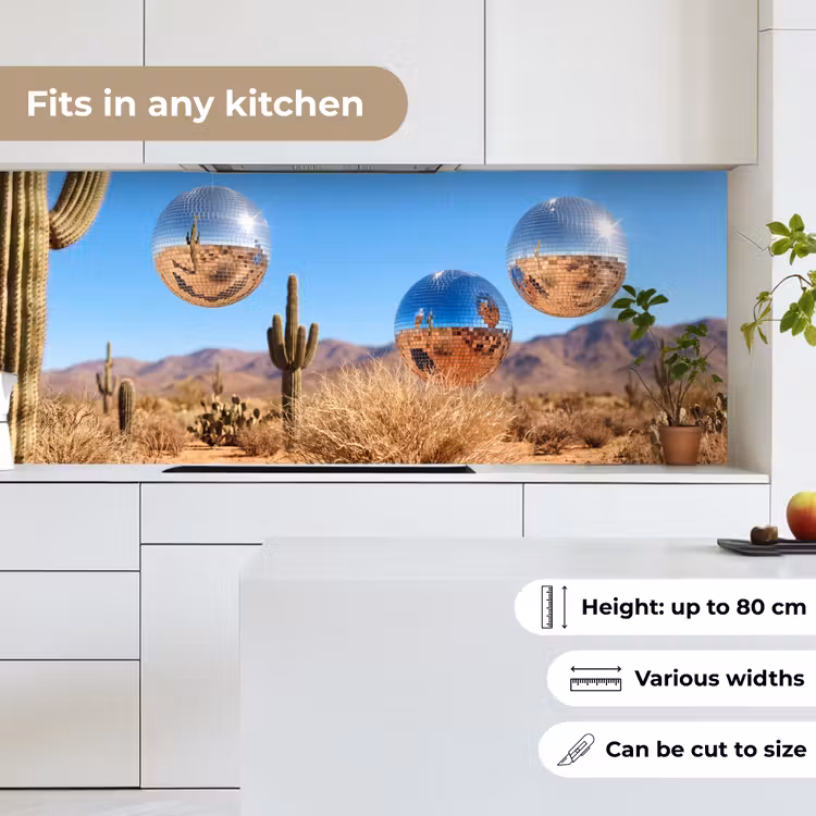 Kitchen Wall Splashback - Desert - Mirror Ball - Art - Woestijn - Spiegelbal - Kunst keuken achterwand 2 middel