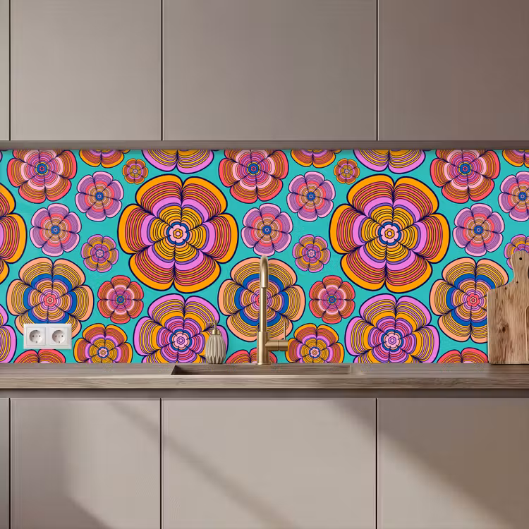 Design - Flower Power - Kleuren keuken achterwand 2 middel 871 zz_3dshopping