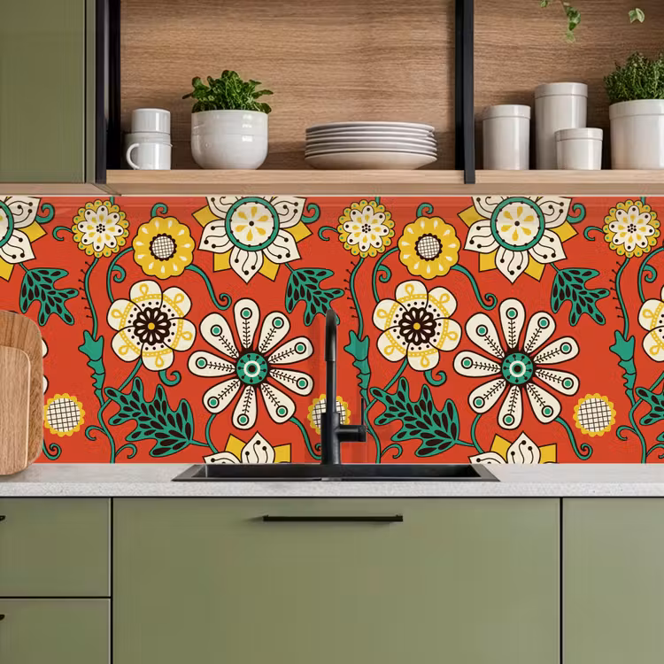 Design - Bloemen - Hippie - Retro keuken achterwand 2 middel 871 -sfeer3