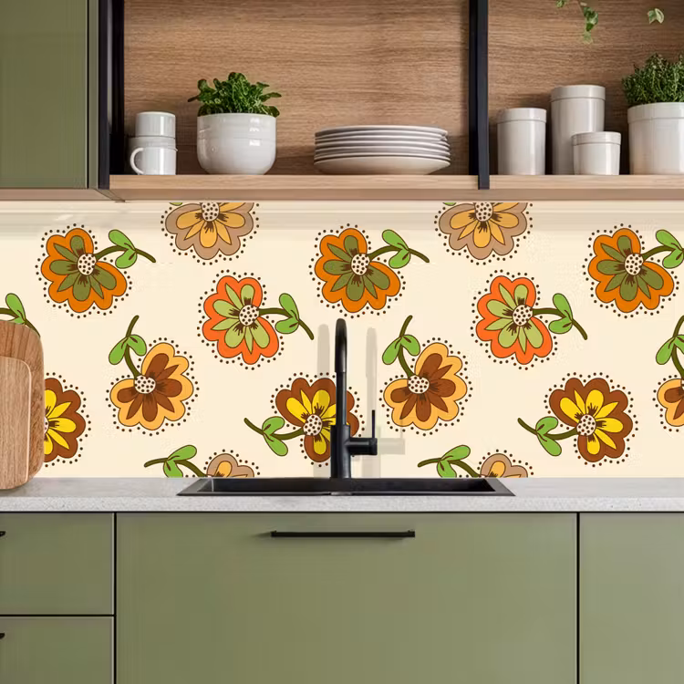 Design - Bloemen - Retro - Vintage keuken achterwand 2 middel 871 -sfeer3