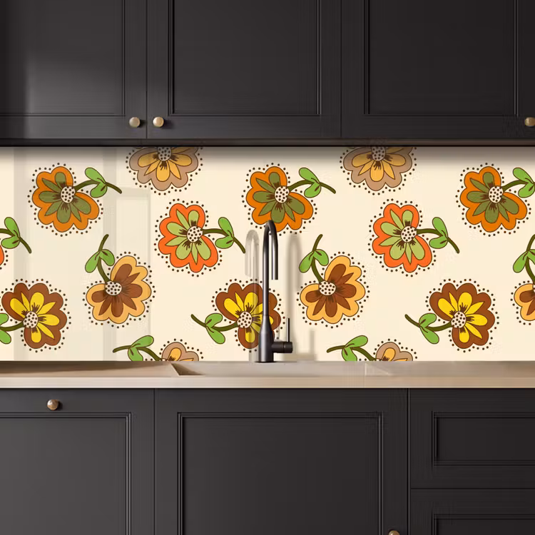 Design - Bloemen - Retro - Vintage keuken achterwand 2 middel 871 -sfeer1