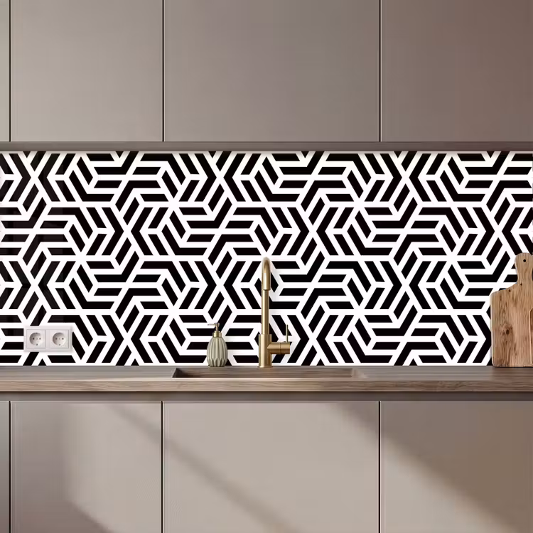 Design - Geometrie - Patroon - Zwart - Wit keuken achterwand 2 middel 871 zz_3dshopping