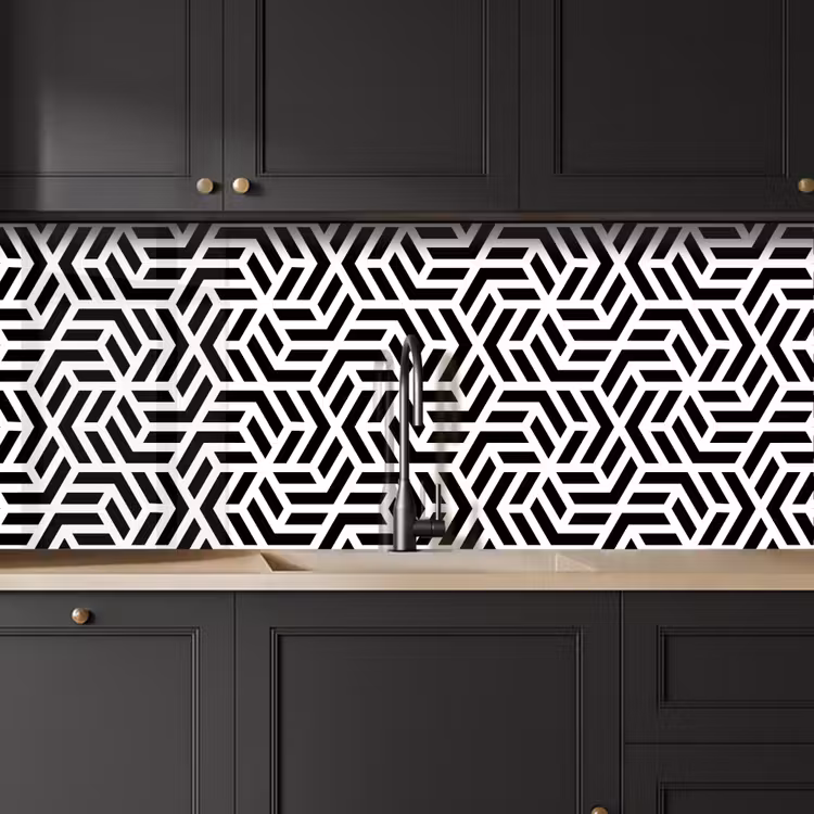Design - Geometrie - Patroon - Zwart - Wit keuken achterwand 2 middel 871 -sfeer1