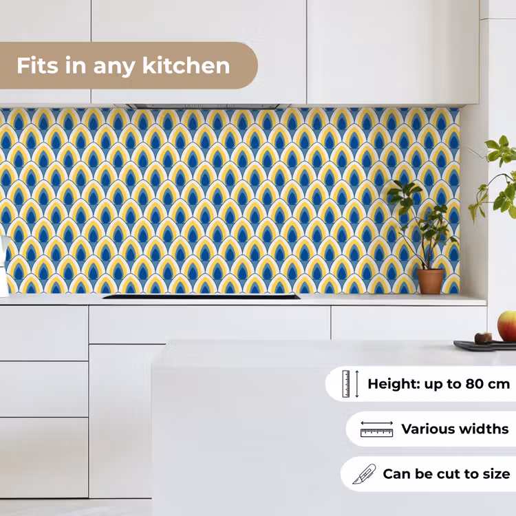 Design - Patroon - Retro - Geel - Blauw keuken achterwand 2 middel 871 -sfeer4_UK