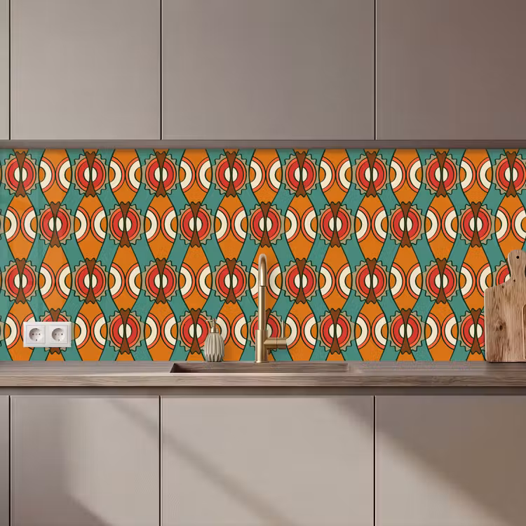 Design - Retro - Oranje - Abstract keuken achterwand 2 middel 871 zz_3dshopping