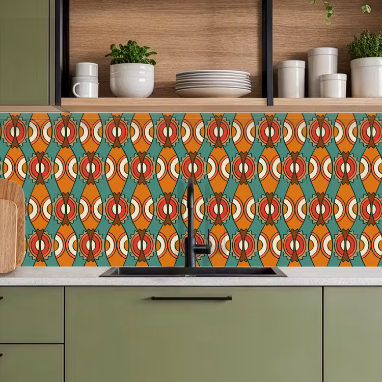 Design - Retro - Oranje - Abstract keuken achterwand 2 middel 871 -sfeer3