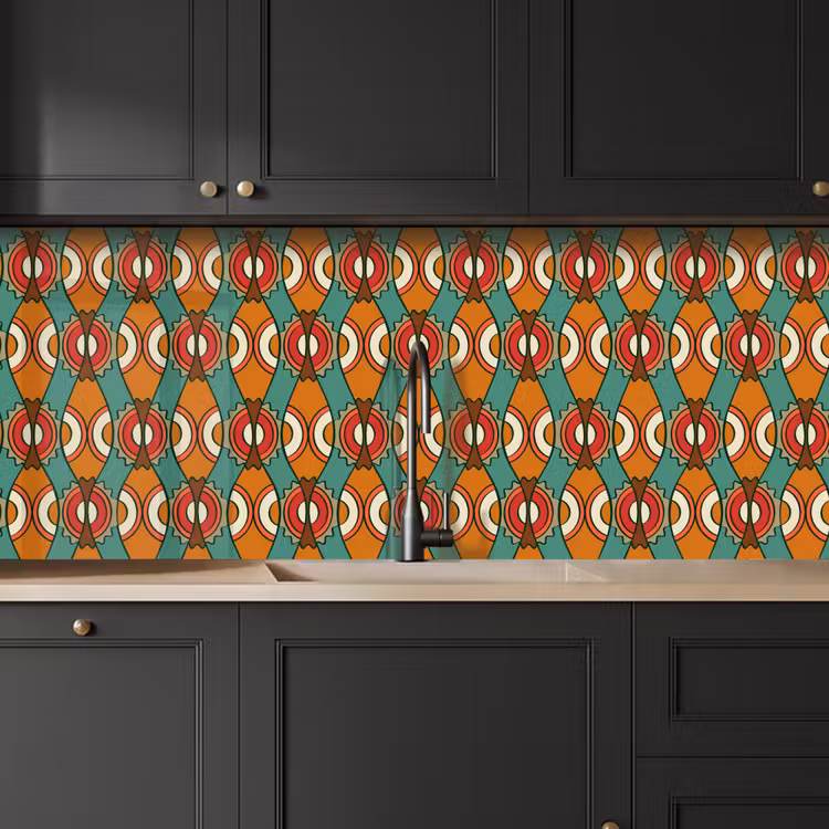 Design - Retro - Oranje - Abstract keuken achterwand 2 middel 871 -sfeer1